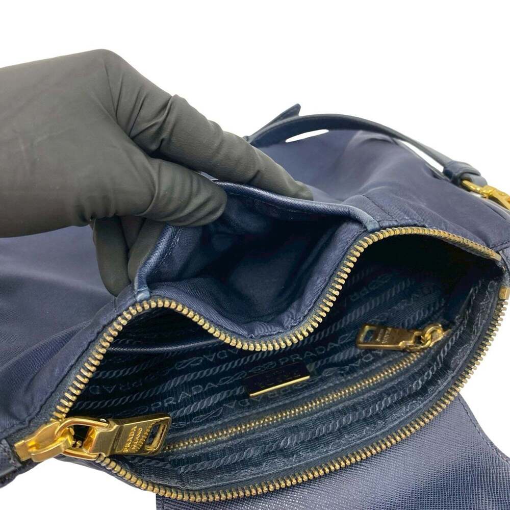 PRADA Blue Leather Saffiano Shoulder Bag - Picture 10 of 10